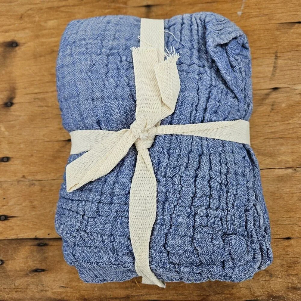 New Dekadron Cotton Muslin Blue Pillowcases Set of 2 20x30 Standard